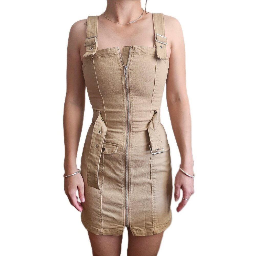 Divided H&M Khaki Suspender Dress